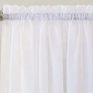 No. 918 Emily Sheer Voile Rod Pocket Curtain Panel 59" X 63" White 2 pack