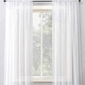 No. 918 Emily Sheer Voile Rod Pocket Curtain Panel 59" x 63" White 2 pack