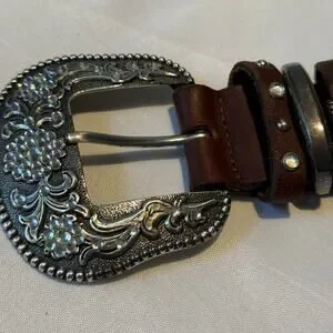 Nocona Buckle Belt Western Brown 38 Cowboy Leather