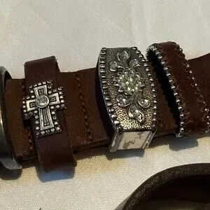 Nocona Buckle Belt Western Brown 38 Cowboy Leather