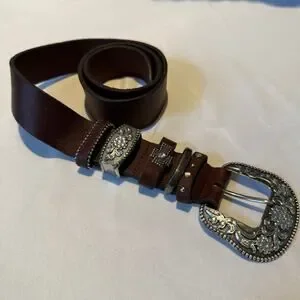 Nocona buckle belt Western brown 38 cowboy leather