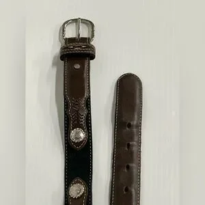 Nocona Western Belt Youth Leather Concho Embroidered Sz 22 N4415801