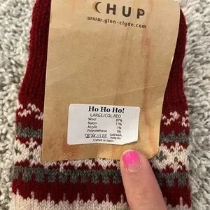 Nordic Red And Gray Casual Socks With Cozy Knit