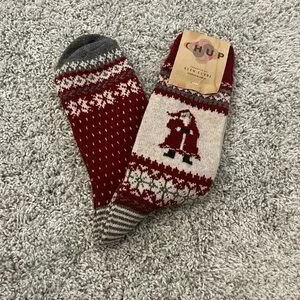 Nordic Red and Gray Casual Socks with Cozy Knit
