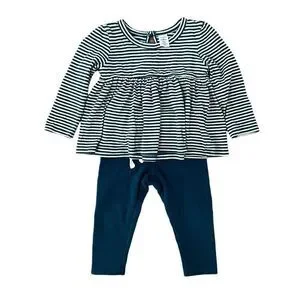 Nordstrom Baby Striped Blouse and Pants Outfit Set 2 Pc Size 12 Months Blue