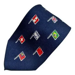 Nordstrom Mens Necktie Navy Blue Flag International Salute To Quality Silk USA
