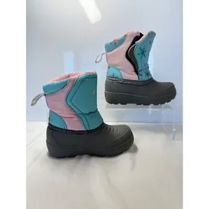 Northside Snow Boots Kids Size 6 Aqua Pink Snowflake Winter Boots