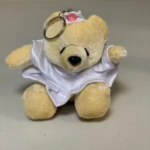 Nurse BEar Keychain in White Uniform Cap Aid Health Sick Hospital