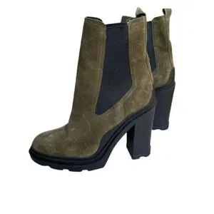 NWOB Marc Fisher Green & Black LTD Ramio High Heel Ankle Boots Size 7.5M