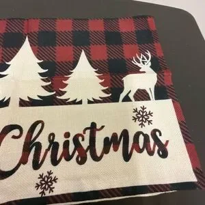 NWOT 19.5x12 Merry Christmas Holiday Decorative Pillow Cover Sham Trees Deer