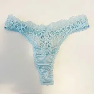 NWOT For Love & Lemons Baby Blue Lace Thong Panty In Blue Size XXS