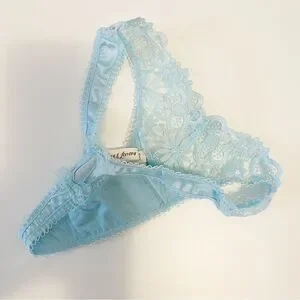 NWOT For Love & Lemons Baby Blue Lace Thong Panty In Blue Size XXS