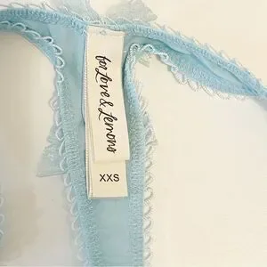 NWOT For Love & Lemons Baby Blue Lace Thong Panty In Blue Size XXS