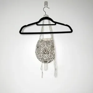 NWOT Free People Penny Beaded Pouch Bag Drawstring Cream One Size OS