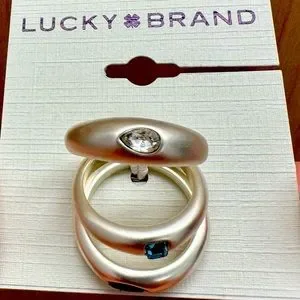 NWOT Lucky Brand Multi Color 3 Set Stone Ring