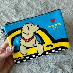 NWOT Marc Tetro Golden Retriever Dog New York City NYC Wallet Cosmetic Bag Pouch