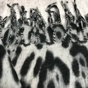 NWOT Pretty Persuasions Gray Black Cheetah Print Fringe Hem Scarf