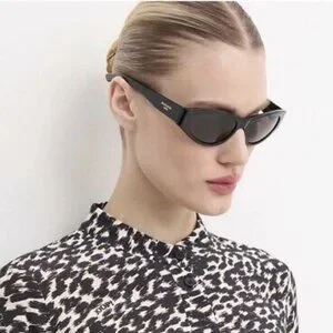 NWT BALENCIAGA SUNGLASSES BLACK WOMEN OVAL EYEWEAR BALENSIAGA