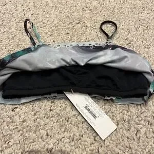 NWT Beach Riot Ruffle Bikini Top Sz S Crystal Castle Blue Purple Vacation Summer