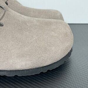 NWT Birkenstock Boston Taupe Suede Mule Clogs