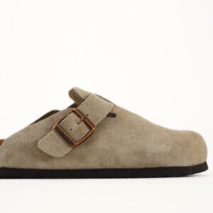 NWT Birkenstock Boston Taupe Suede Mule Clogs