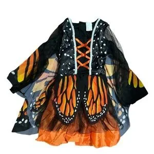 NWT Butterfly Fairy Kids Halloween Costume - Orange And Black With Headpiece