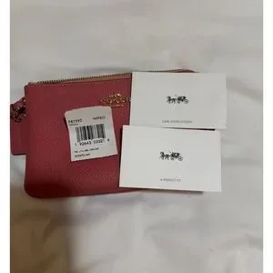 NWT COACH Double Corner Zip Wristlet Wallet Pebbled Leather AUTHENTIC