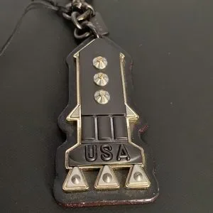 NWT Coach Rocket Space Shuttle NASA Metal Leather 10632 Black Silver