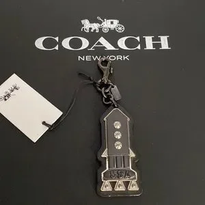 NWT Coach Rocket Space Shuttle NASA Metal Leather 10632 Black Silver