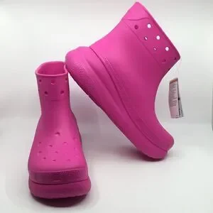 NWT Crocs Classic Crush Rain Boots Shoes Pink Men’s 10 Women’s 12