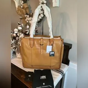 NWT Frye Leather Campus Tote Shoulder Bag Canyon Tan MSRP $378