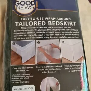 NWT Good News Wrap- Around Tailored Bedskirt - Full Size Black