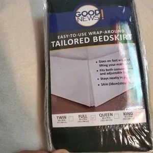 NWT Good News Wrap- Around Tailored Bedskirt - Full Size Black