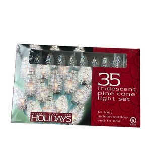 NWT Home For The Holidays Christmas Lights 35ct Iridescent Pine Cone & Globe Set