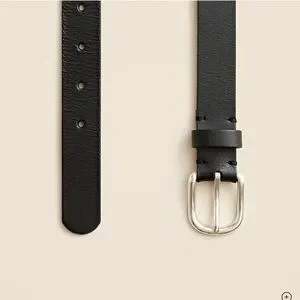 NWT J. Crew Kids Black Leather Belt With Silver Buckle