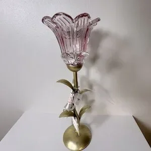 NWT Karma Home Viral Gold Pink Flower Lily Rose Lamp TikTok