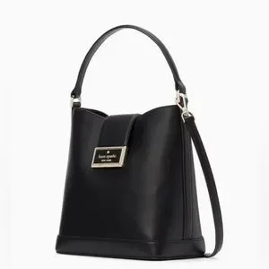 NWT Kate Spade Reegan Bucket Bag Smooth Leather - Black/Gold $459 Retail