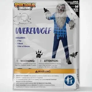 NWT Kids Werewolf Costume Glowing Eyes Size Medium Halloween Werewolf Costume