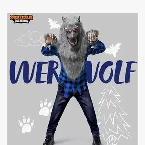 NWT kids Werewolf Costume glowing eyes Size Medium Halloween werewolf costume