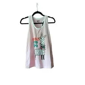 NWT Lazy One Girl's Go to Bed No Prob Llama Tank Top Sleeveless Pink Size S