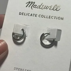 NWT Madewell Delicate Connection Sterling Silver Small Huggie Hoops