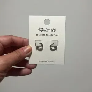 NWT Madewell Delicate Connection Sterling Silver Small Huggie Hoops