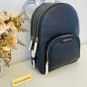 NWT Michael Kors Jaycee Medium Zip Pocket Backpack Black New