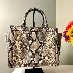 NWT Michael Kors Tina Python Snake Embossed Leather Satchel