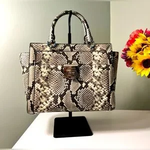 NWT Michael Kors Tina Python Snake Embossed Leather Satchel