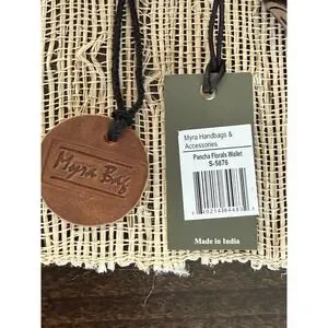 NWT Myra Bag Pancha Florals Wallet Hand Tooled Leather Black/Brown Western