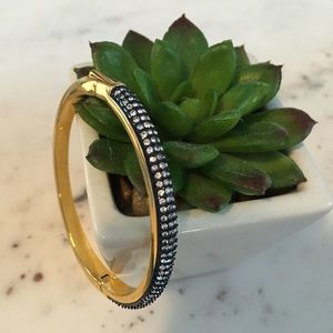 NWT Navy Blue & Gold Rounded Pavé Hinge Bracelet