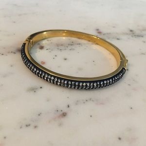 NWT Navy Blue & Gold Rounded Pavé Hinge Bracelet