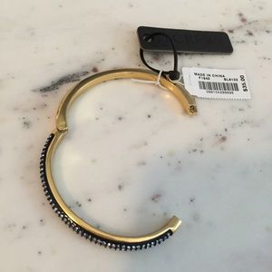 NWT Navy Blue & Gold Rounded Pavé Hinge Bracelet