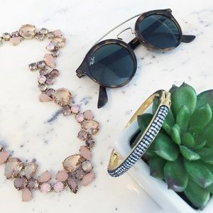 NWT Navy Blue & Gold Rounded Pavé Hinge Bracelet